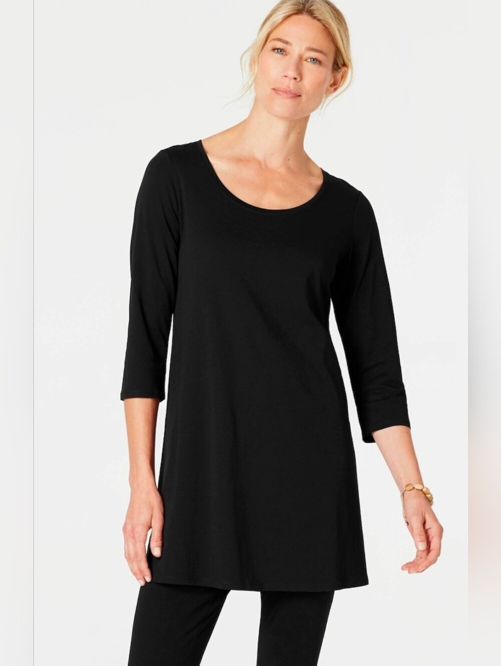 Pure Jill Black Ballet-Sleeve Tunic Top Size L